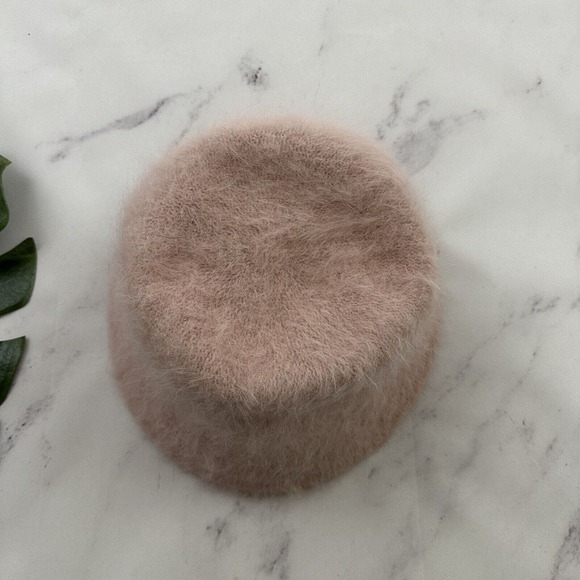 Vintage Unbranded Y2k Fuzzy Bucket Hat One Size Pink Angora Blend Knit Pastel - Picture 3 of 6